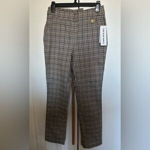 NWT RAFAELLA Women's Plaid Slim Ankle High Rise Stretch Pants, Irish Cream Size6